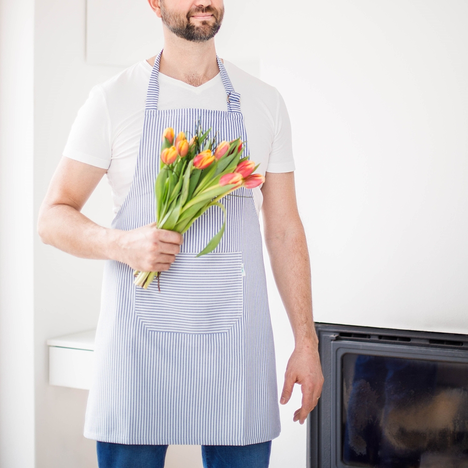 Kitchen Apron Blue Stripes