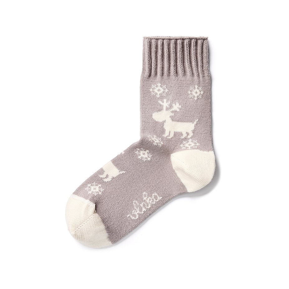 Merino Wool Socks Brown Reindeer