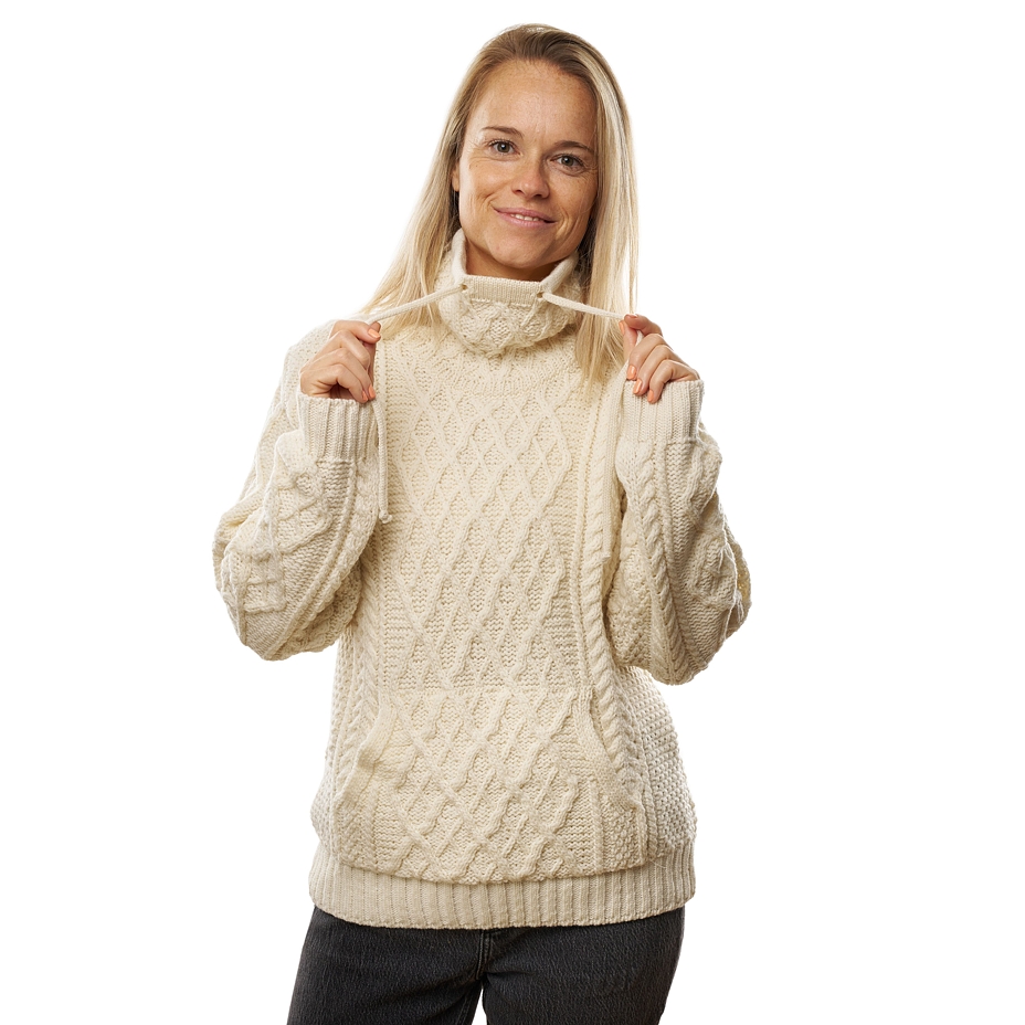 Women's Wool Turtleneck with Pocket Supersoft Merino Natural