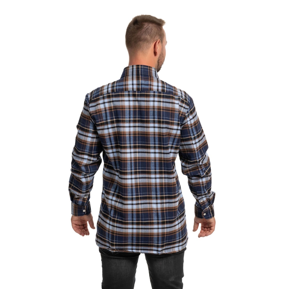 Men's flannel shirt, checkered blue-brown