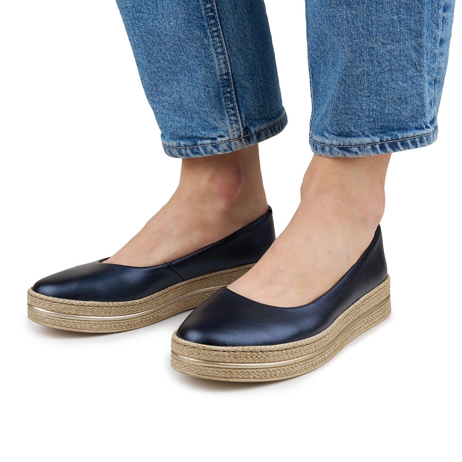 Women's platform leather ballerinas Belinda Blue