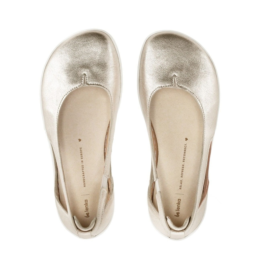 Leather barefoot ballerinas Be Lenka Bellissima gold