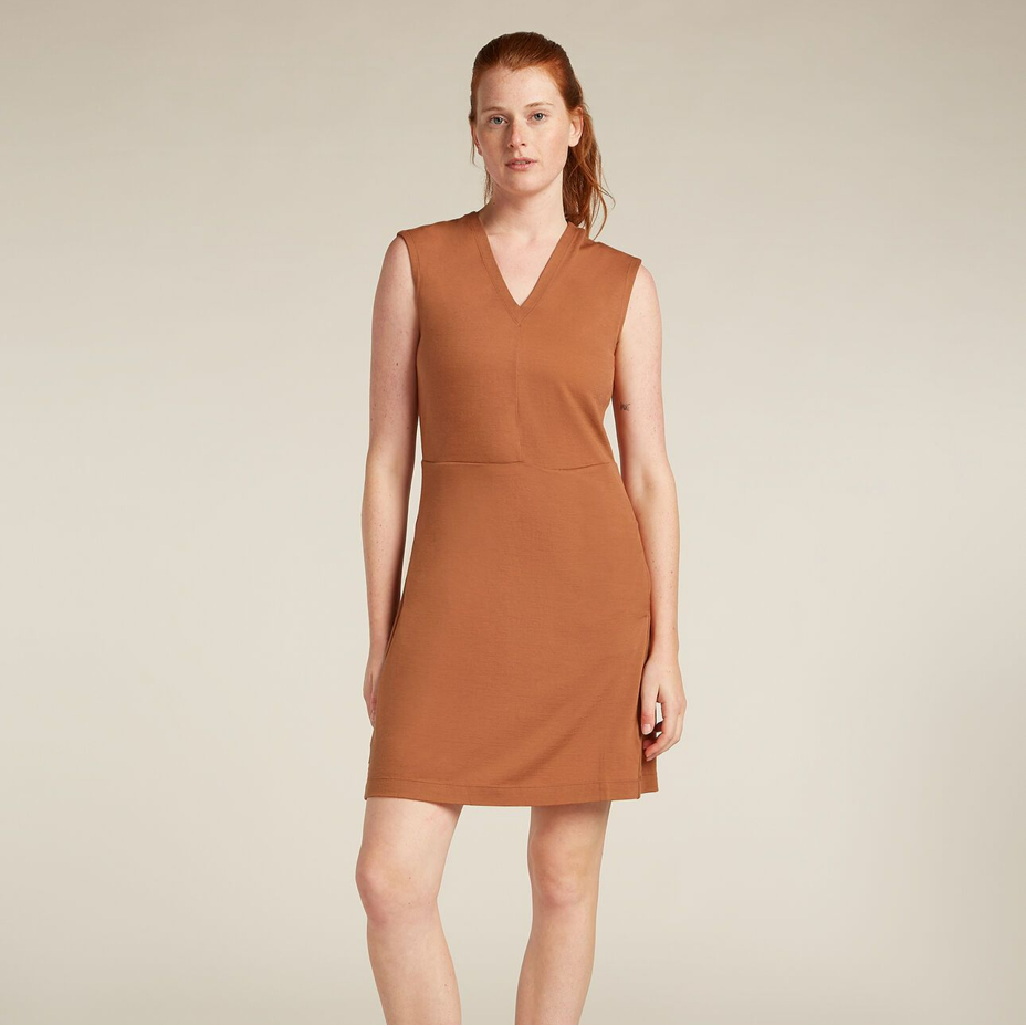 Women's dress Women Merino 200 Granary Sleeveless V Neck Dress Icebreaker Dusty Clay
