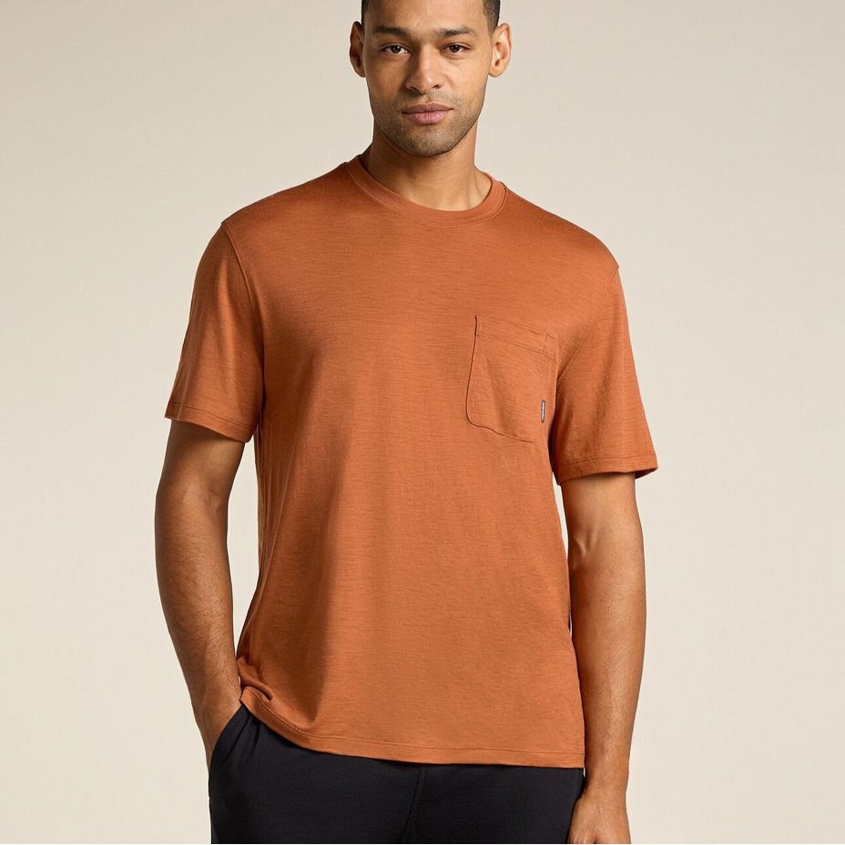 Men's T-shirt Merino 150 Tech Lite SS Relaxed Pocket Tee Icebreaker Dusty Clay