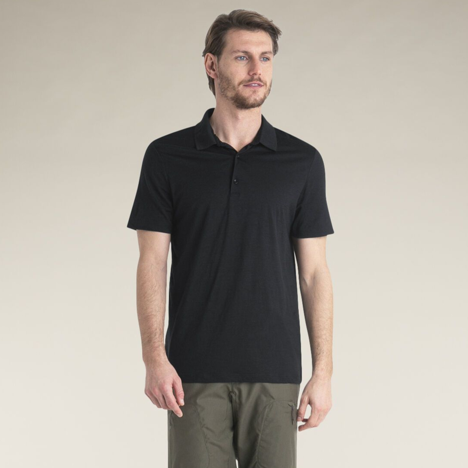 Men's polo shirt Merino 150 Tech Lite SS Polo Icebreaker black