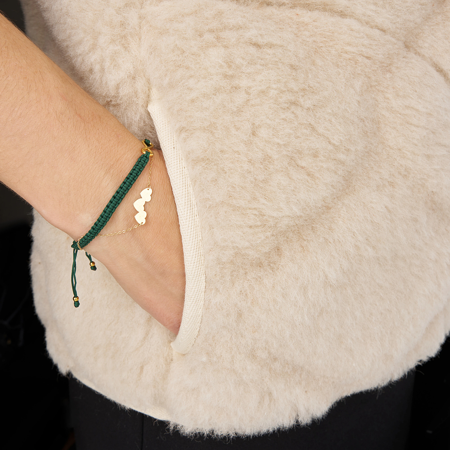 Women's wool vest with raised pattern beige