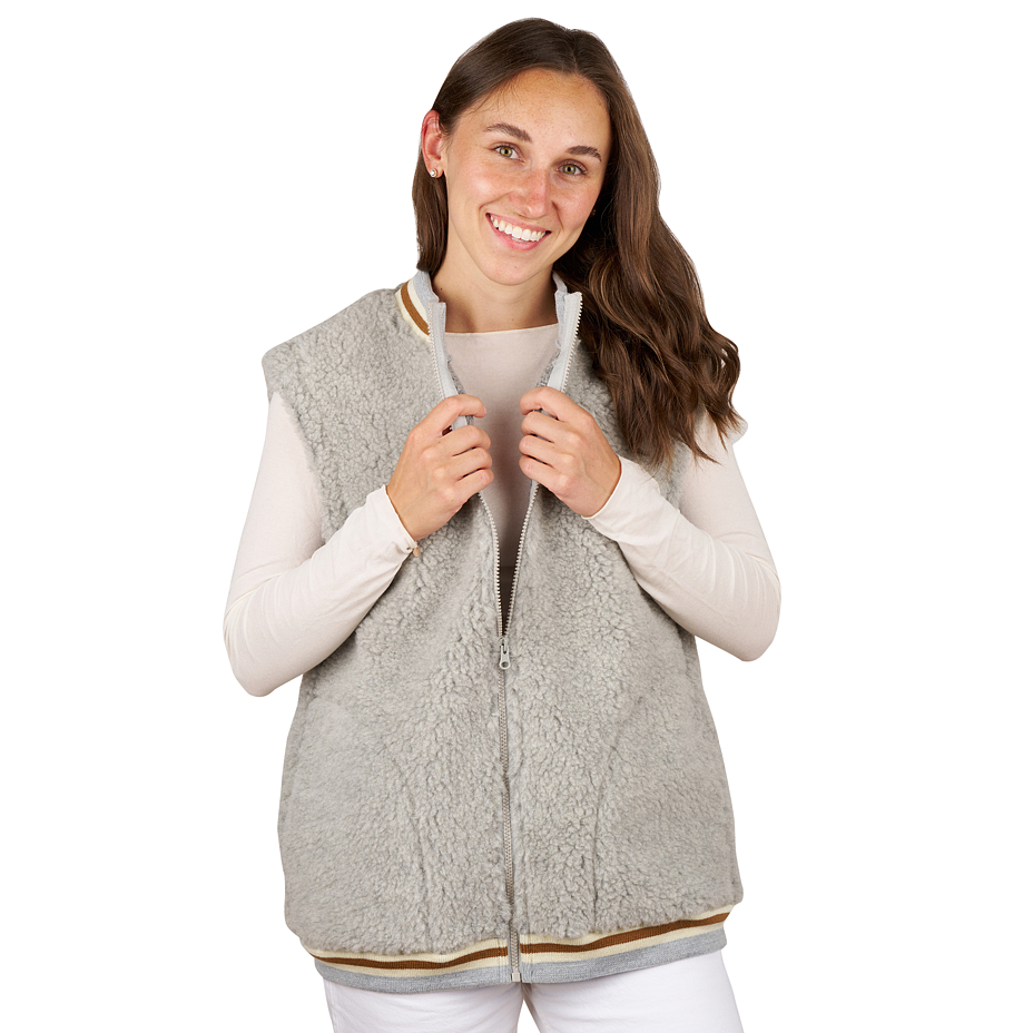Women's wool vest with zippered hem gray