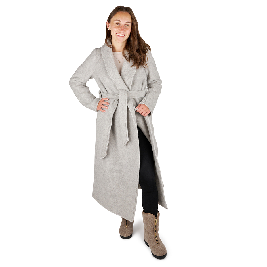 Wrap wool coat light grey