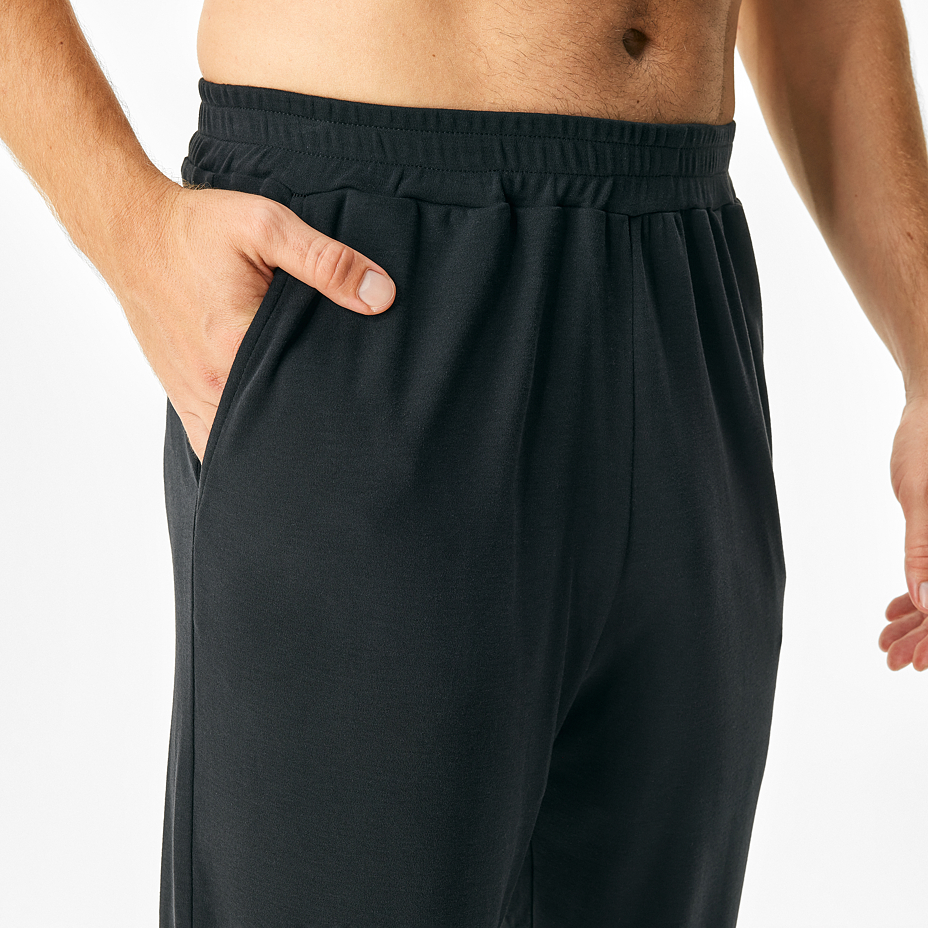 Men's elastic waistband sweatpants with Merino wool black