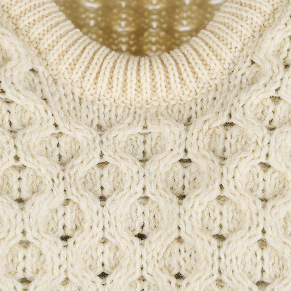 Women's wool sweater with round neckline, natural