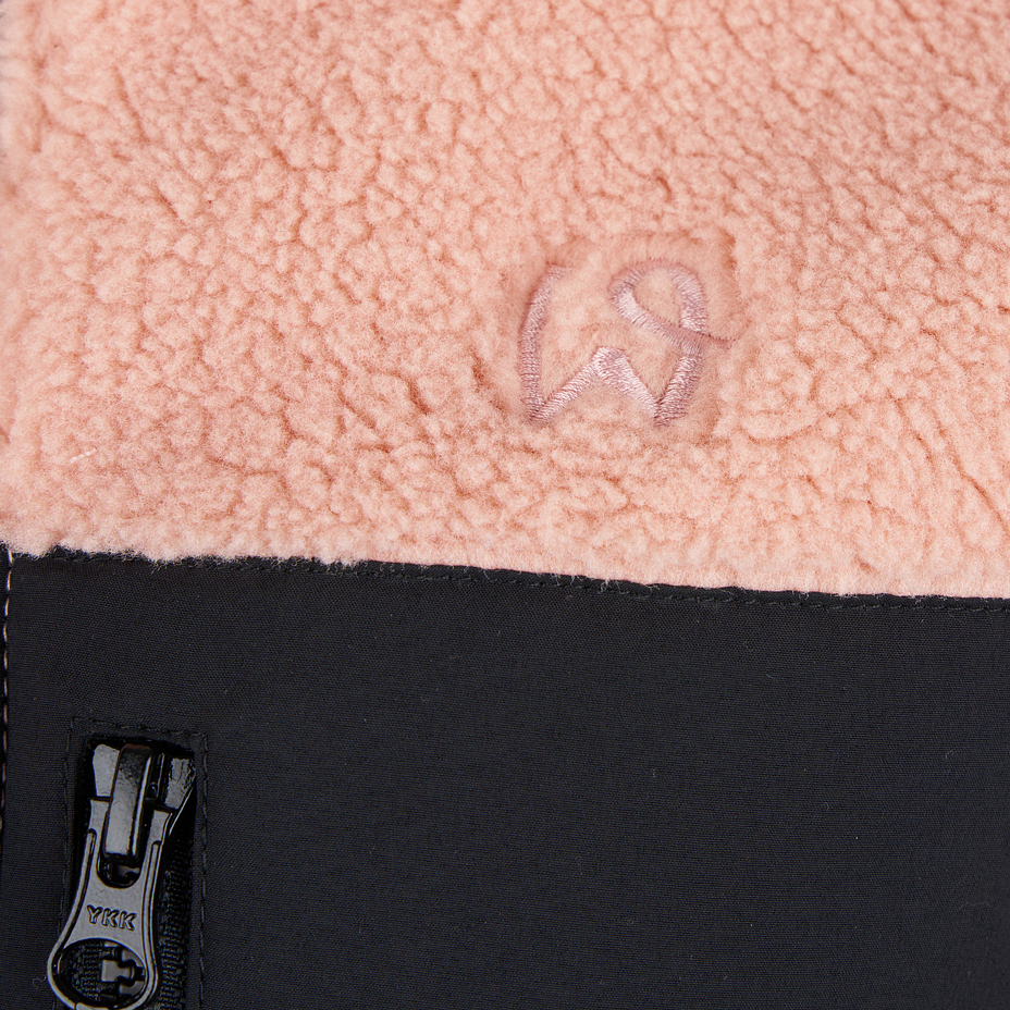 Women's fleece sweatshirt with two-way zipper pink