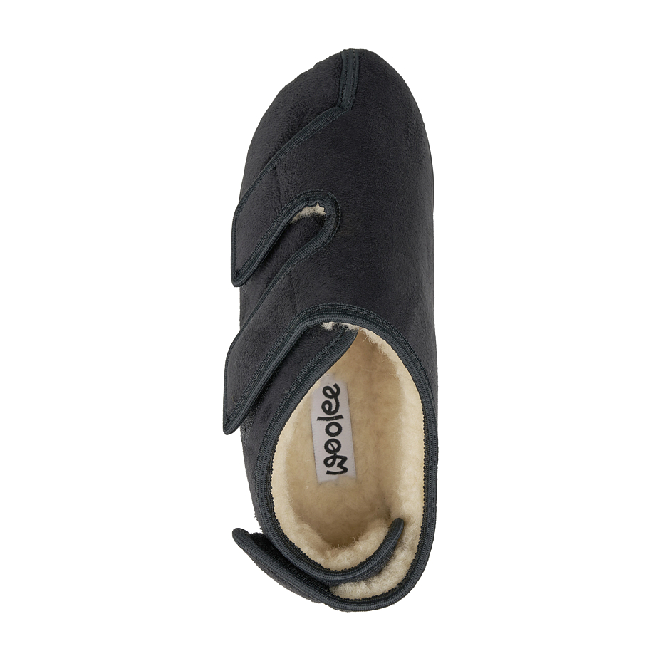 Men's insulated bandage shoes with sheep wool Velcro black