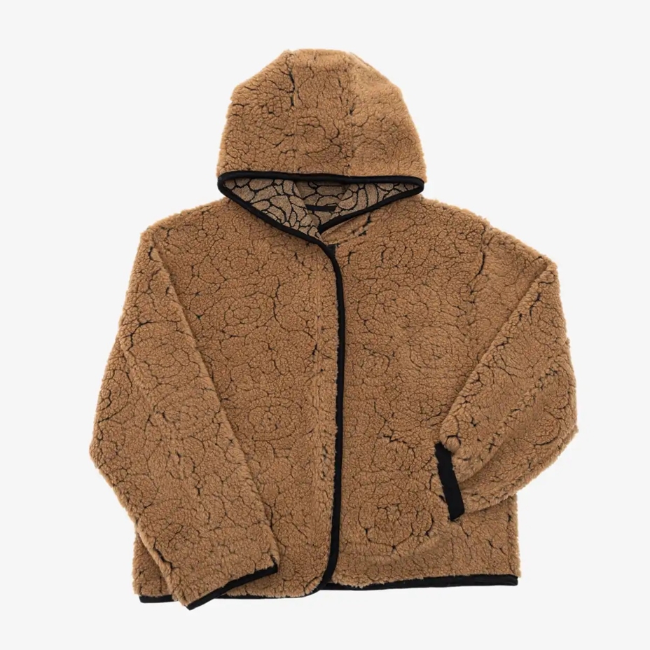 Merino wool hooded jacket brown