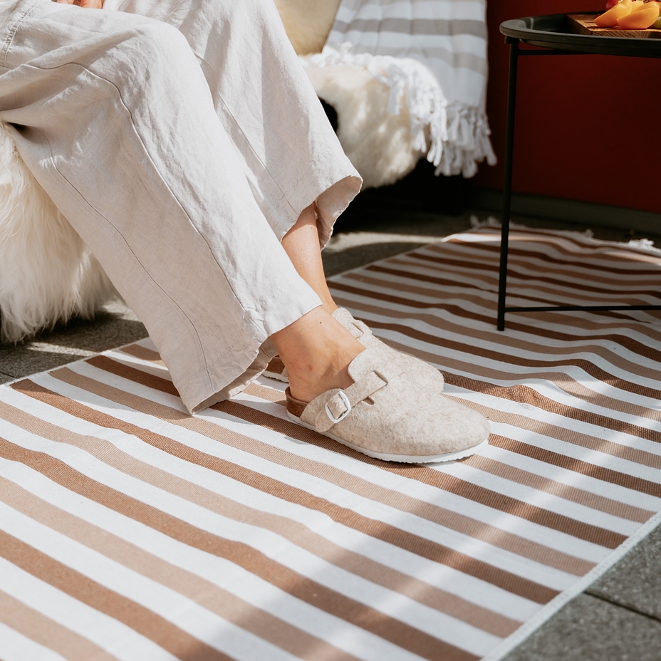 Cotton Rug Brown Stripe