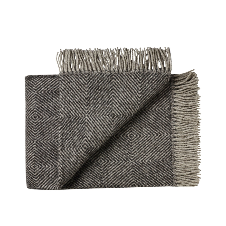 Wool Throw Diamond Black