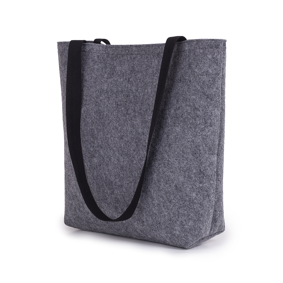 Felt Tote Bag with Long Straps Grey