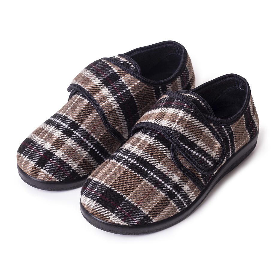 Women's Non-Slip Velcro Slippers Plaid