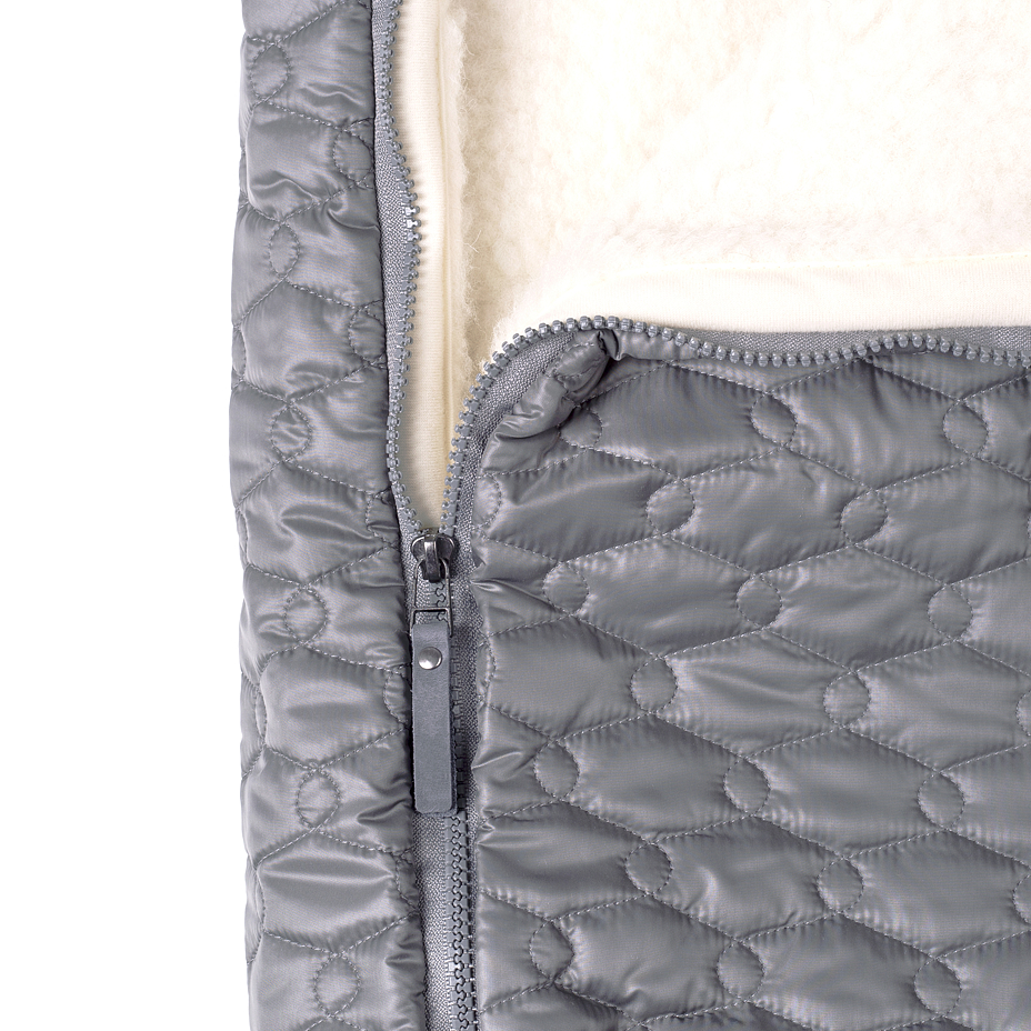 Baby footmuff with Merino wool grey