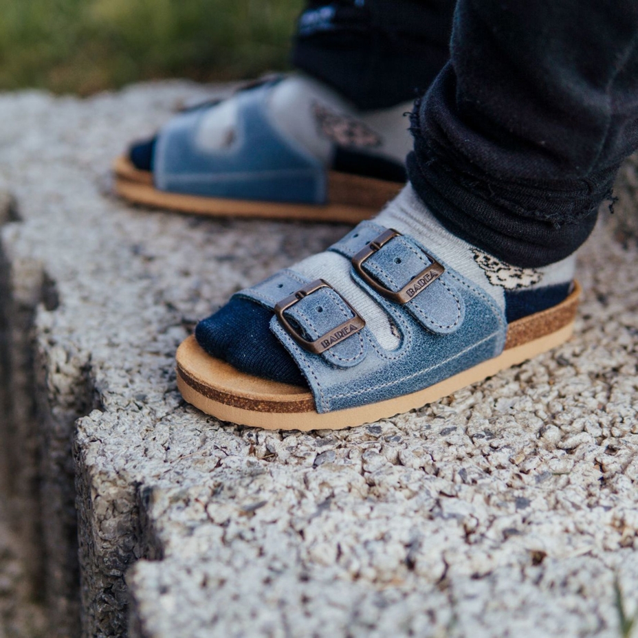 Kids’ Orthopaedic Cork Sliders Blue