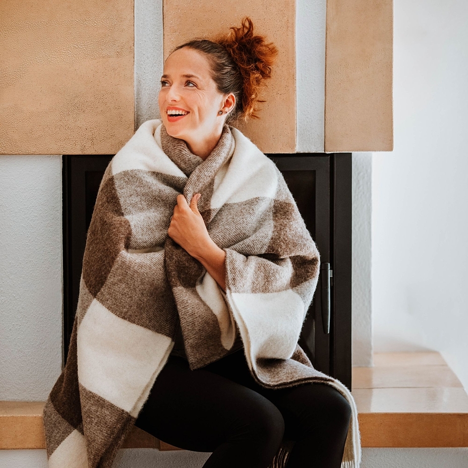 Wool Throw Brown Plaid