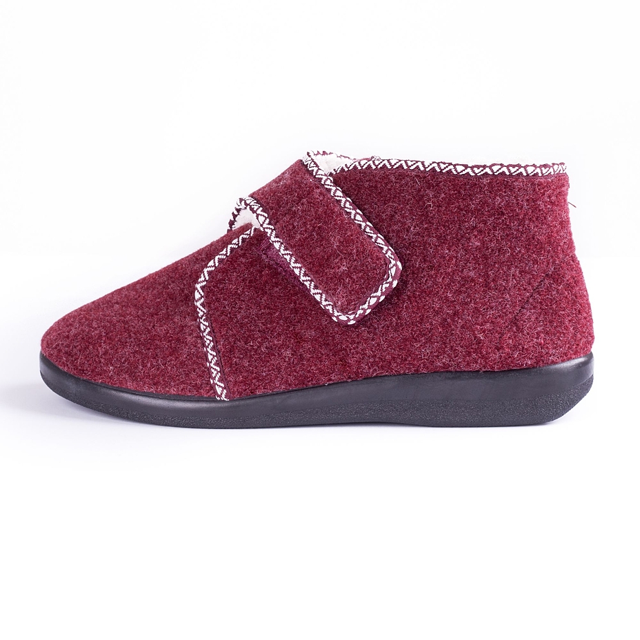 Women's Velcro Slippers Boots with Wool Lining Red