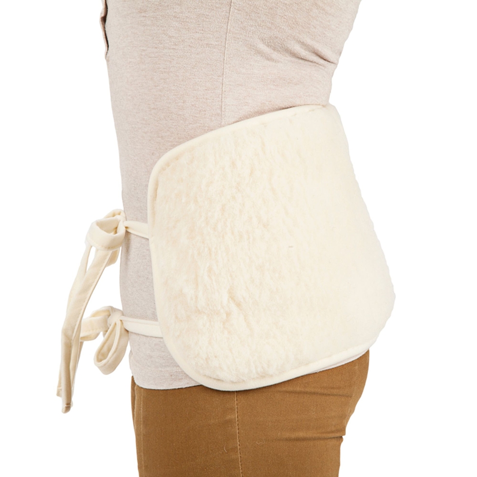 Merino wool warming belt with straps natural