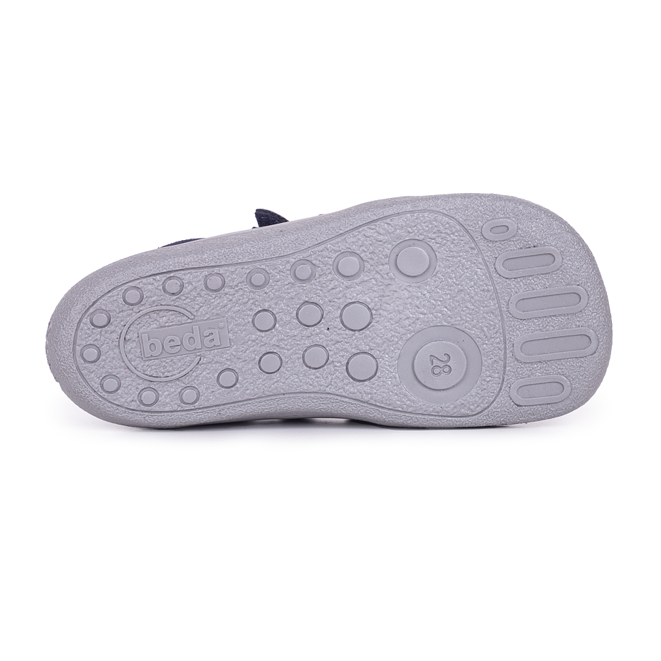 Kids’ barefoot leather velcro sneakers Beda Blue