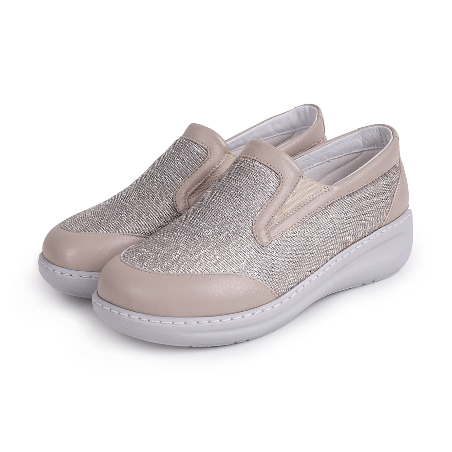 Women's leather ballerina Jolana Beige