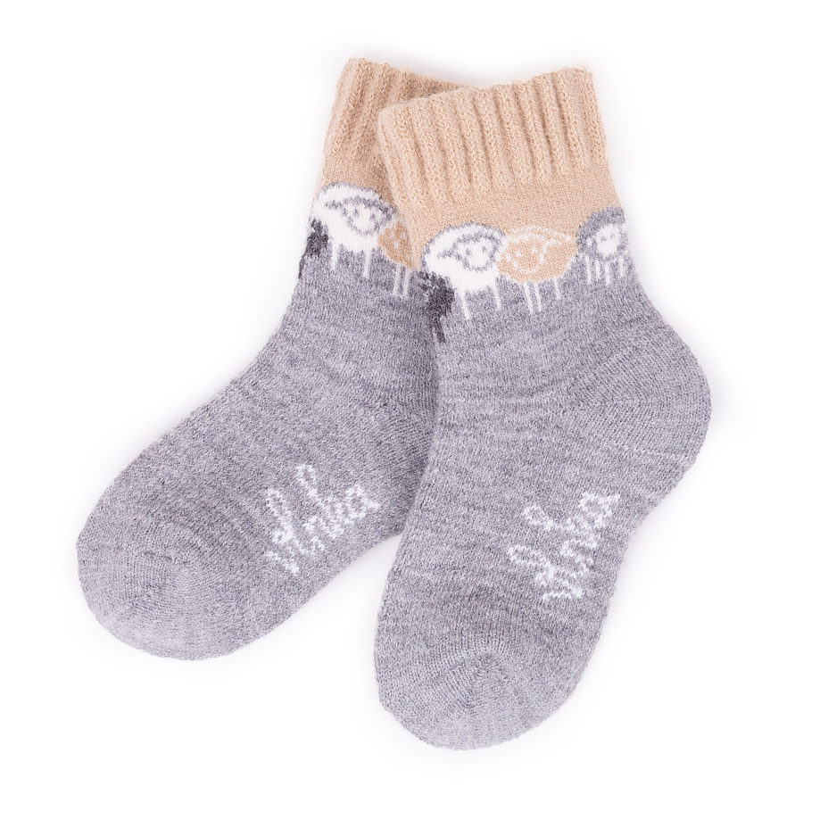 Kids’ Merino socks Lamb Friends Beige