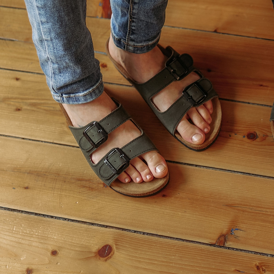 Women's anatomical cork slippers Linda  green