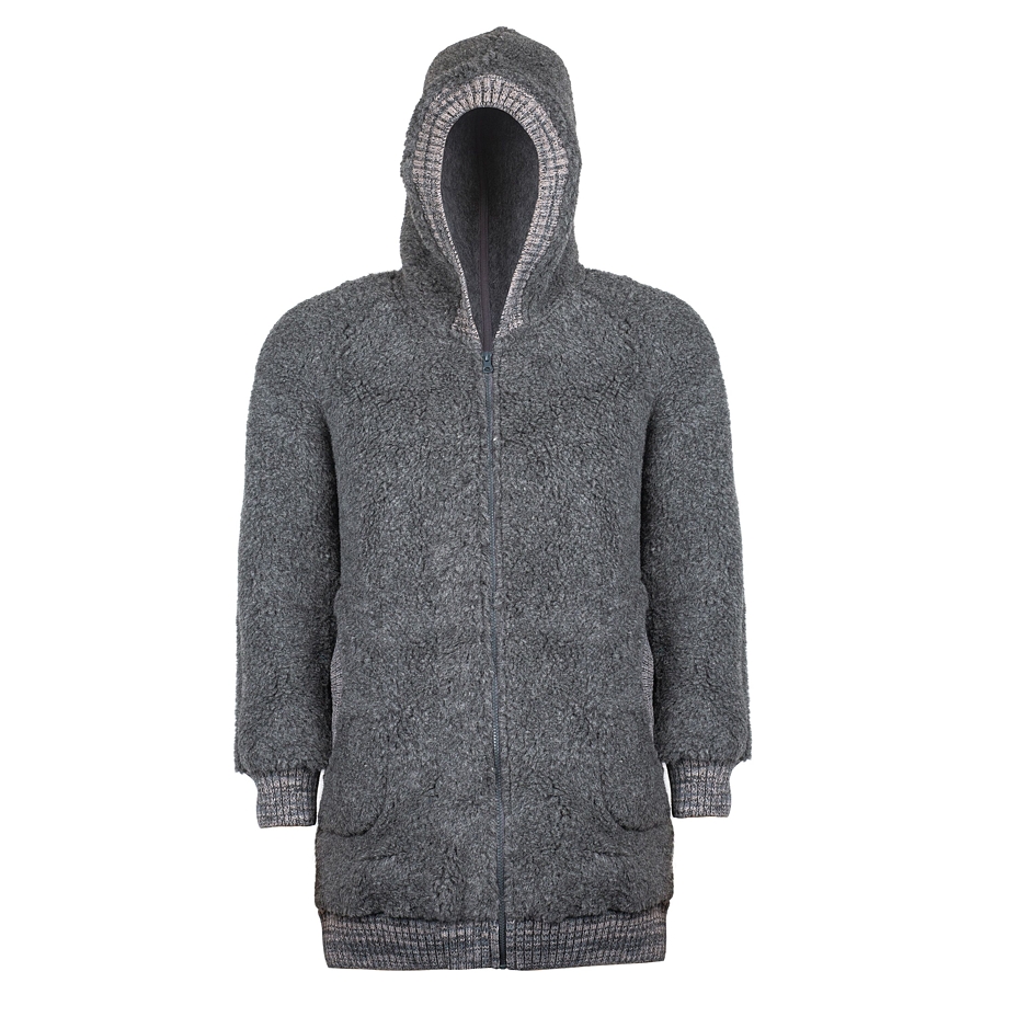 Extra-long wool hoodie Dark grey