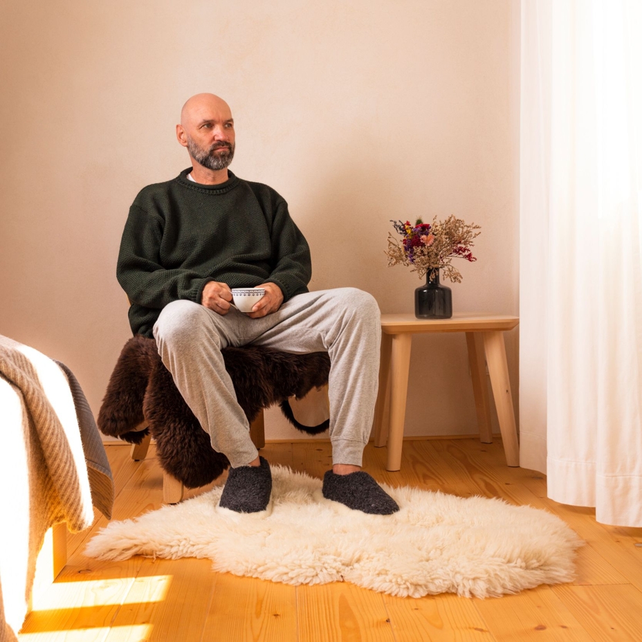 Wool ankle slipper boots Black