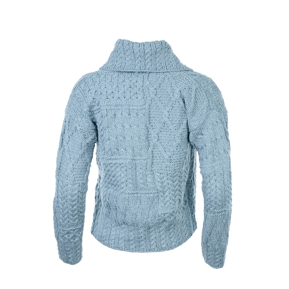 Women's Merino wool sweater with button light blue