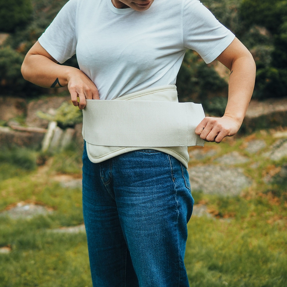 Merino wool elastic warming belt natural