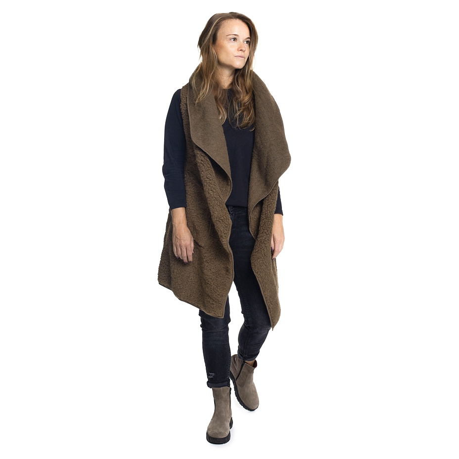 Wool Wrap Vest Brown