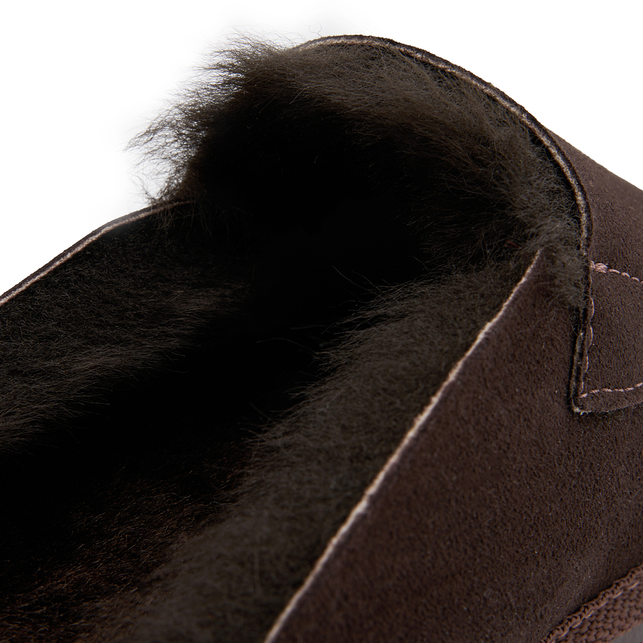Men’s Erik Leather Slippers with Wool Lining Brown