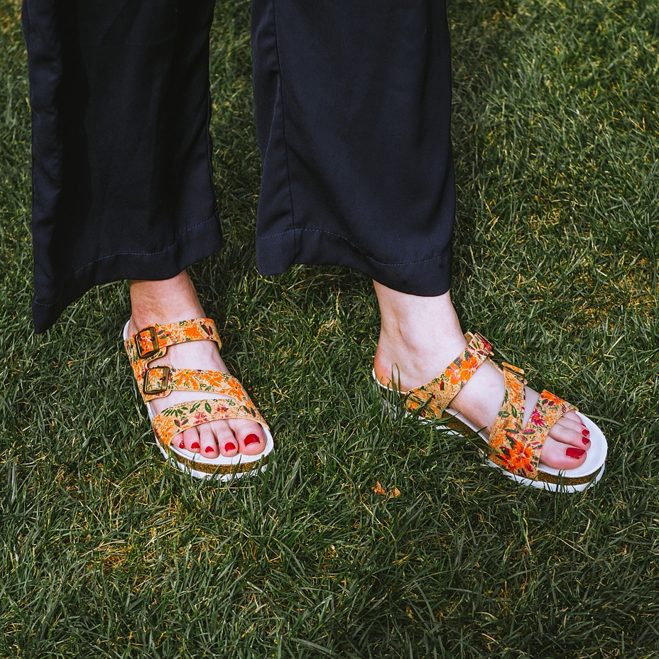 Women’s Sandra Orthopaedic Cork Wedge Sliders Floral