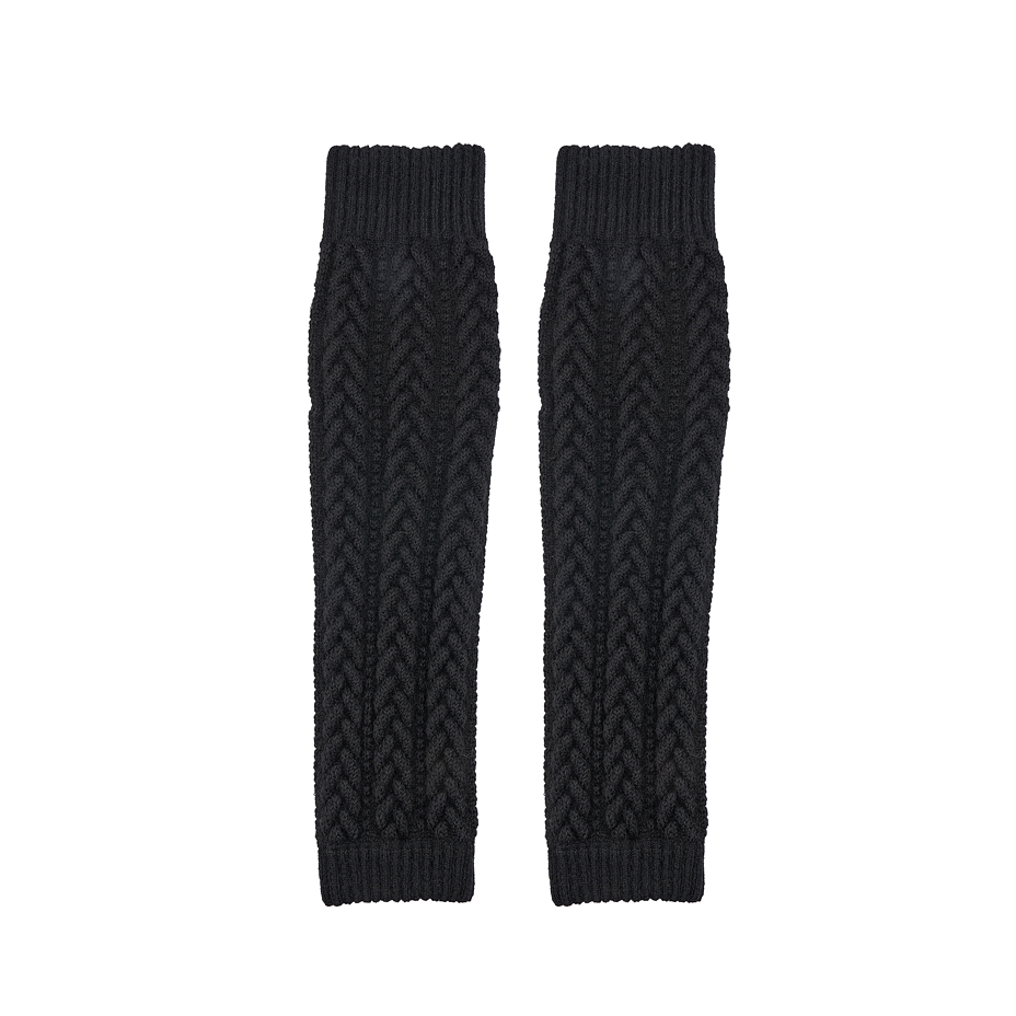 Traditional Merino Wool Leg Warmers Black