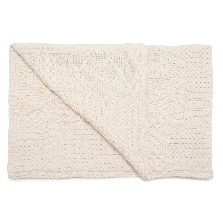 Merino wool knitted blanket natural