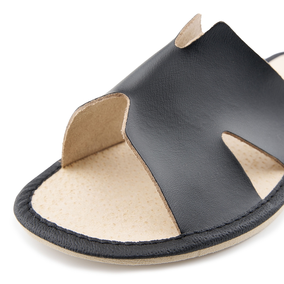 Women’s Summer Leather Open-Toe Slippers Black