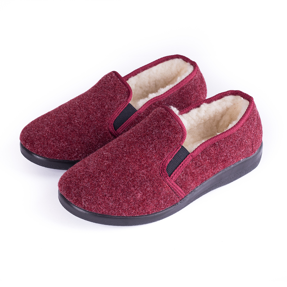 Women's Non-Slip Slippers with Wool Lining Red