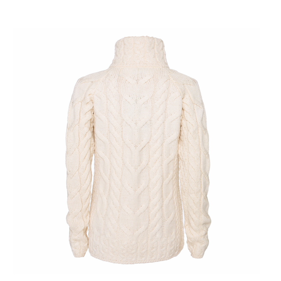 Women's Supersoft Merino wool sweater with zipper natural