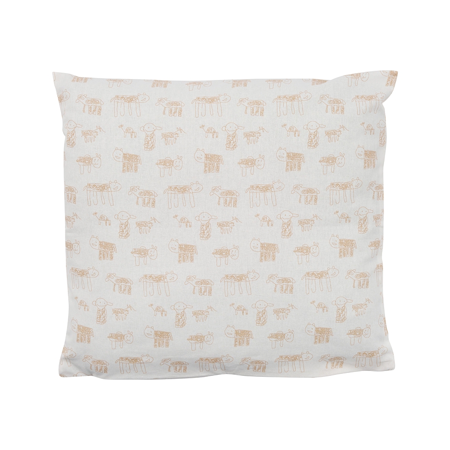 Illustrated Cotton Cushion Cover Wool