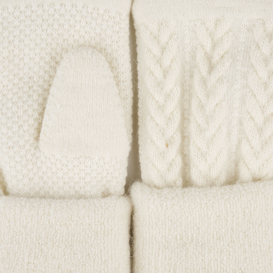 Traditional Wool Mittens White