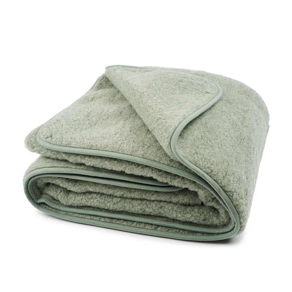 Single Layer Wool Blanket Green