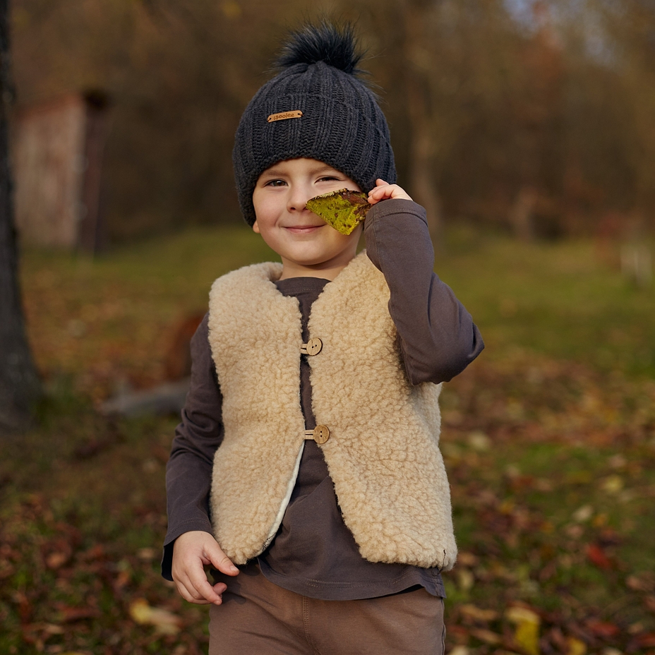 Kids’ Wool Vest with Lining Brown