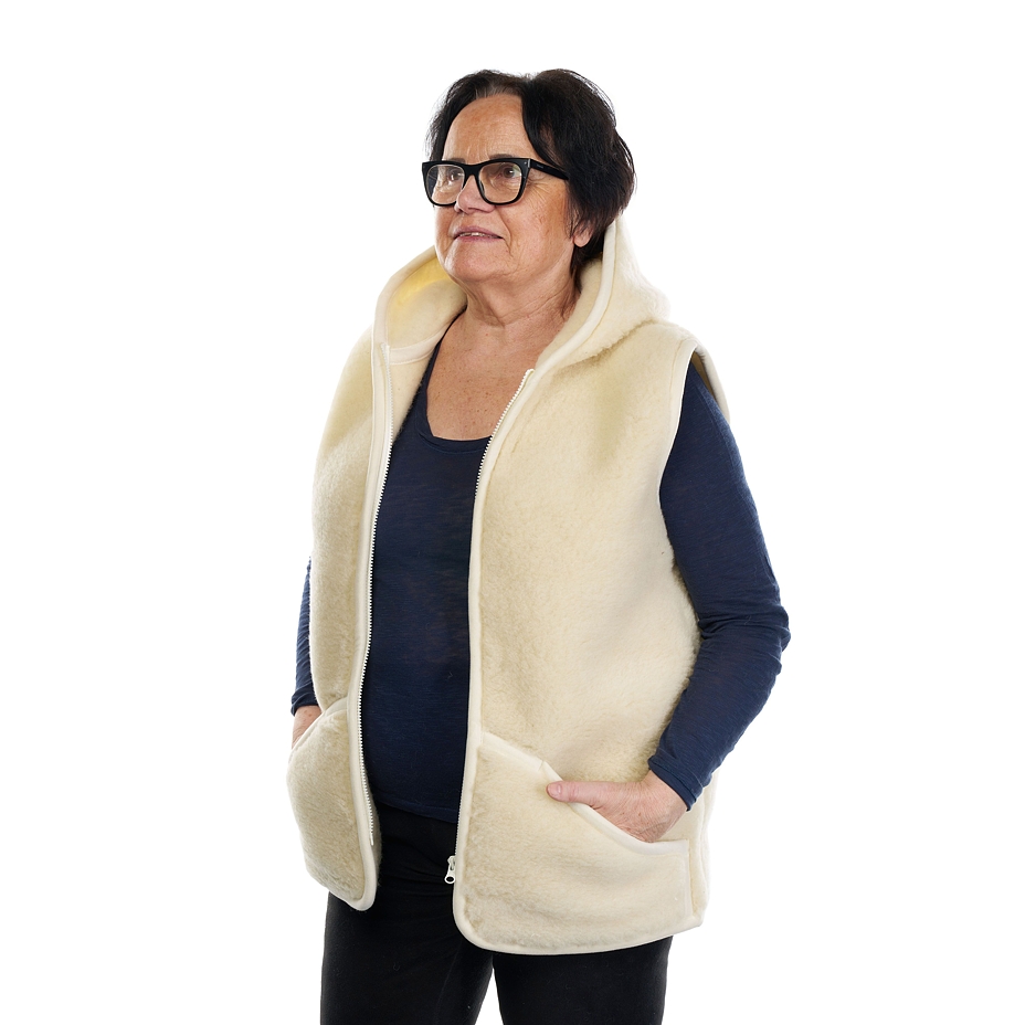 Hooded Wool Vest Natural
