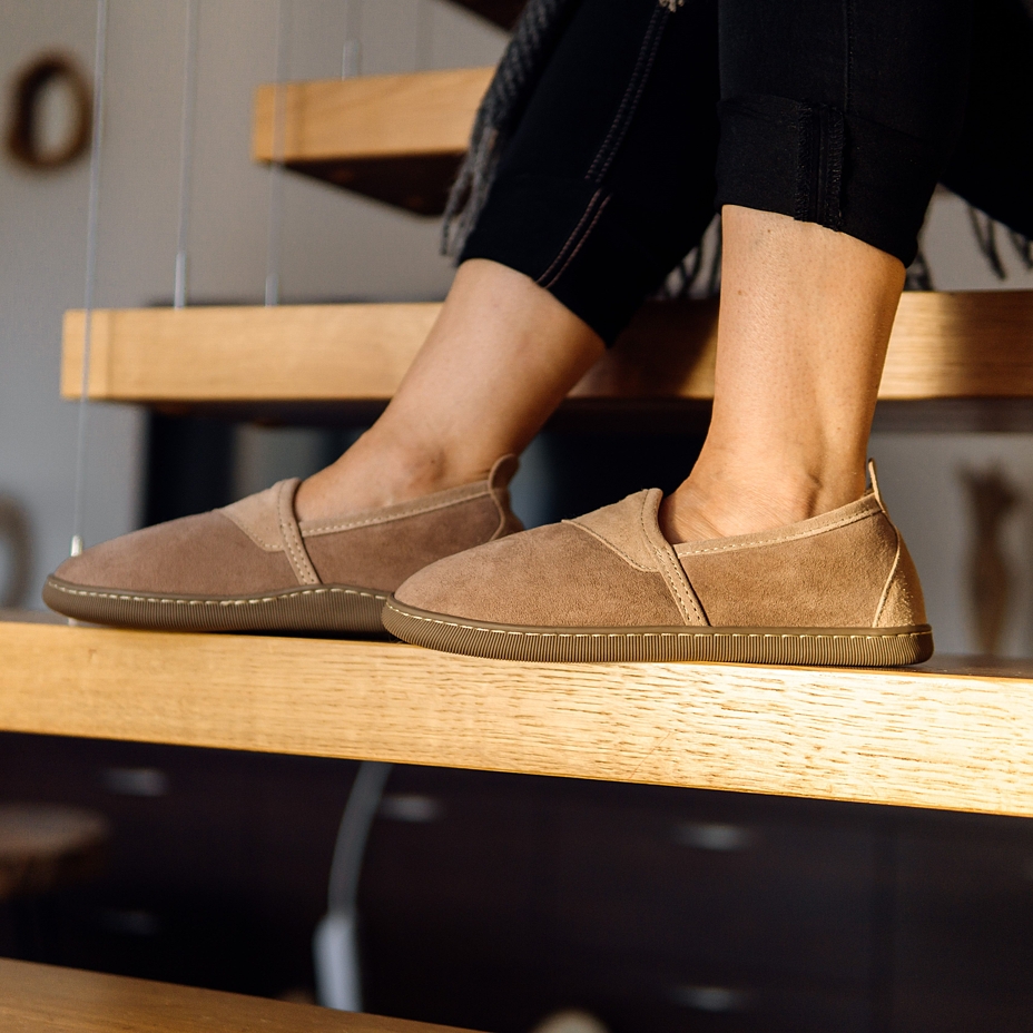 Women's Daniela Leather Slippers with Wool Lining Beige