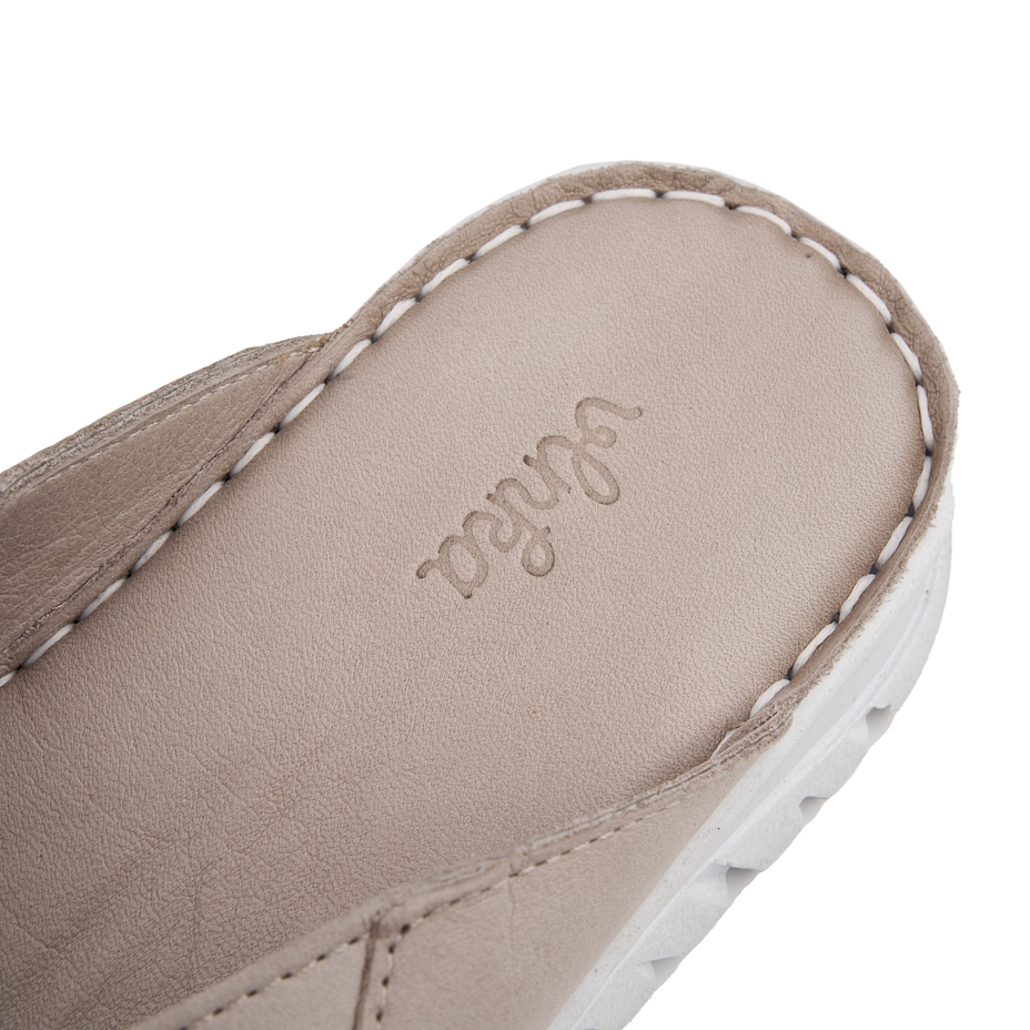 Women's leather slip-on shoes Klaudia beige