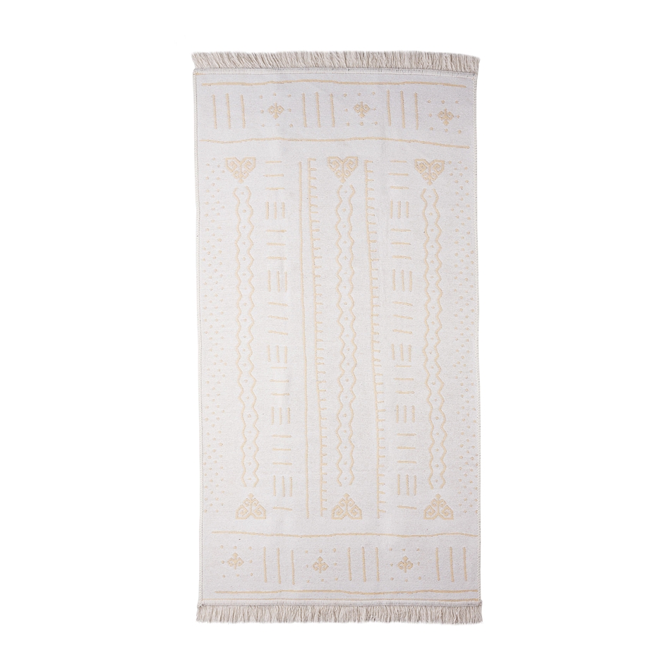 Recycled Cotton Rug with Beige and White Pattern